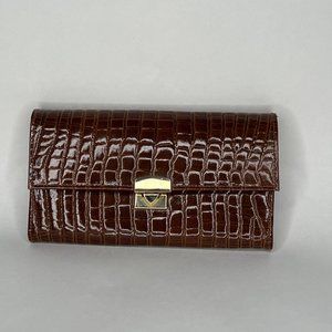 Womans Clutch Purse Leather Brown NWOT